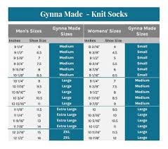 Gynna Made Knit Socks Sizing Chart Gynna Made Knitting