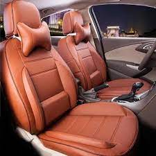 Front Back Brown Leather Car Seat Cover