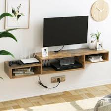 Wall Mounted Tv Stand Brown Wood 60