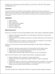 1 Radiology Assistant Resume Templates Try Them Now Myperfectresume
