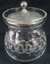 Vintage Etched Glass Sugar Bowl W