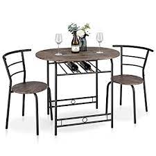 20.5 square x 24h * faux concrete gray top with light amber frame creates a modern mix * end table: Buy Kealive 3 Piece Compact Dining Bistro Table Set With Wood Top And Metal Frame For Small Kitchen Studio Dining Room Table Set For 2 With Shelf Storage Space Saving Wood Grain