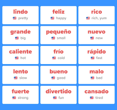 50 most common spanish adjectives for