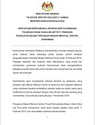Kumpulan contoh surat resmi untuk keperluan sekolah, dinas, hingga organisasi. Kenyataan Akhbar Yb Datuk Kementerian Kesihatan Malaysia Facebook