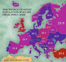 Percentage Of Obese Population By Country In Europe Map