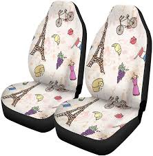Set Of 2 Car Seat Covers Of France As