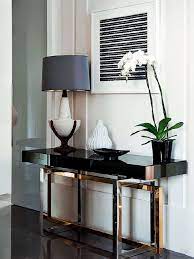 living room with a modern console table