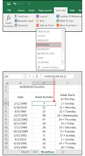Excel Date And Time Functions Weeknum Isoweeknum Workday