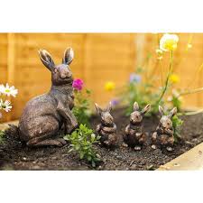 4x Rabbit Garden Ornaments Bunny Family