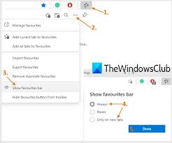 show favorites bar in microsoft edge