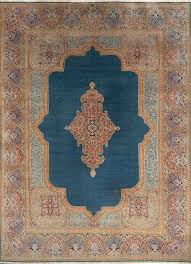 aalam blue hand knotted wool rugs paem