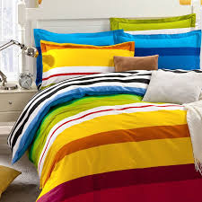 rainbow color stripes boys bedding set