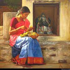 Realistic Tamil Woman Painting By