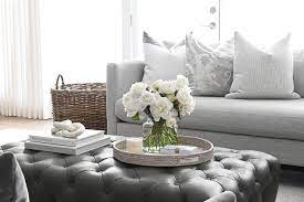 Light Gray Sofa With Black Coffee Table