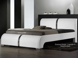 ebony contemporary leather bed white