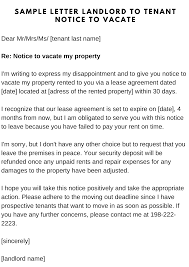 sle letter landlord to tenant notice