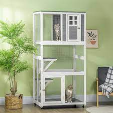 pawhut cat catio outdoor cat house with