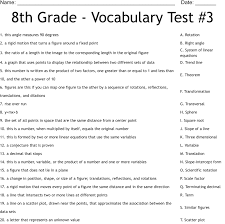 8th Grade Voary Test 3
