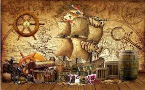 Nostalgic Vintage Nautical Map Pirate