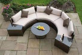 wicker delite brown curved outdoor sofa set