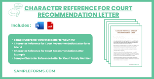 for court recommendation letter sles