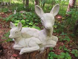 Deer Doe And Fawn Concrete Garden Art