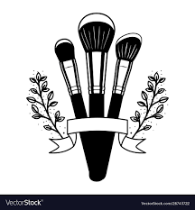 makeup brushes on white background