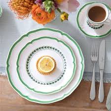 Green Line White Porcelain Dinner Plate