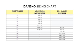 Dansko Size Chart