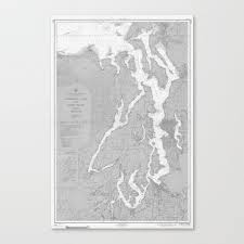 Puget Sound Washington State Nautical Chart Map Print 1956 Map Art Prints Canvas Print By Chartedwaters