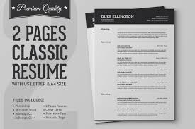 This free resume is black and white and offers a very elite the attractive resume template offers up to four different pages including cover letter, project page, and. Two Pages Classic Resume Cv Template Creative Illustrator Templates Creative Market