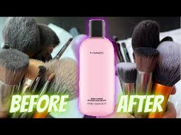 makeup brush using mac brush cleanser
