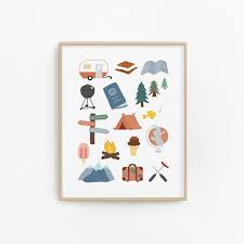 Buy Camping Poster Neutral Color Cabin