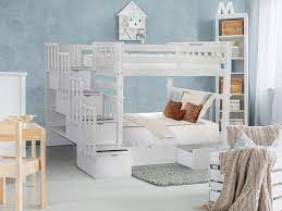 Bunk Beds Tall Twin Stairway White 2