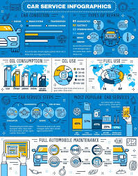 Infographic Of Car Service And Oil Use Statistics Stock