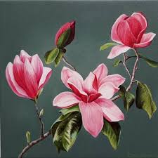 magnolia flowers oil painting on