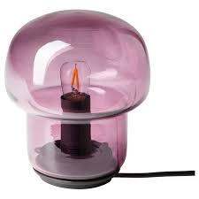 Tokabo Table Lamp With Led Bulb Glass Purple Ikea