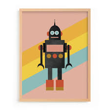 Retro Robot Framed Wall Art By Minted