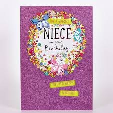 Signature Collection Birthday Card Niece Purple Glitter 1 49