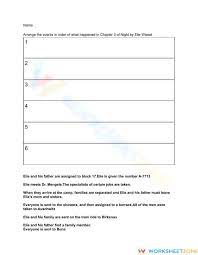 Night Chapter 3 Timeline Worksheet