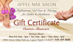 custom manicure gift certificate