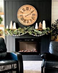 Black Fireplace Wall With Mounted Clock
