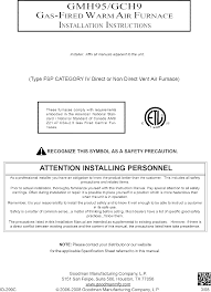 Goodman Furnace Heater Gas Manual L0806732