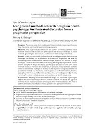 You should talk with the supervisor of your project to find out about project expectations and deadlines. Pdf Using Mixed Methods Research Designs In Health Psychology An Illustrated Discussion From A Pragmatist Perspective