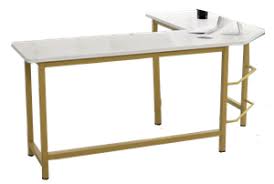 Right hand desk features 1 drop front keyboard/pencil drawer. Harkey L Shaped Computer Desk White Gold Decorist