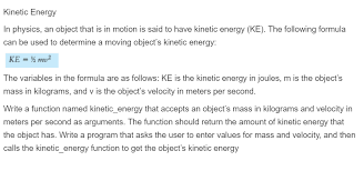 Solved Kinetic Energy In Physics An