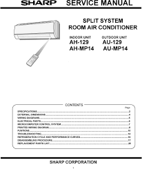 Service Manual Split System Room Air Conditioner Sharp