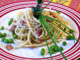 angel hair pasta with prosciutto and peas