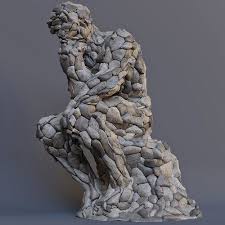 The thinker statue made with rocks 3D model | CGTrader