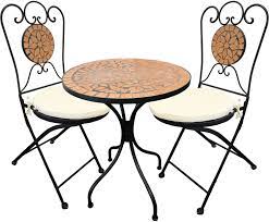 Choose a colorful table top combination to compete with your garden or a more relaxed palette to surround the pool. Mosaic Garden Table Chairs Dining Set Garden Furniture Bistro Table Set 5 Pieces Amazon De Garden